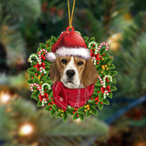 Godmerch- Ornament- beagle-Xmas Bandana Hanging Ornament, Happy Christmas Ornament, Car Ornament