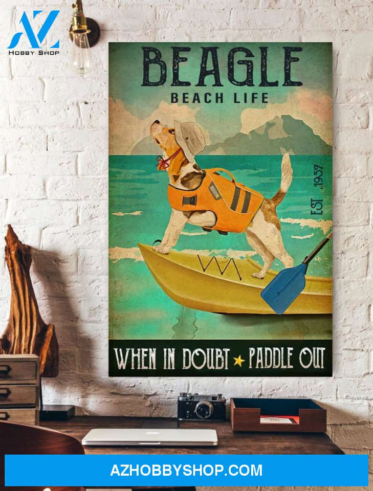 Beagle Beach Life Canvas And Poster, Wall Decor Visual Art
