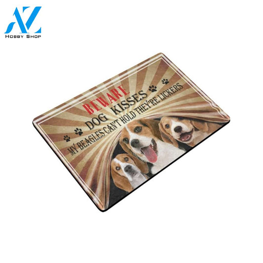 Beagle Beware Dog Kisses Doormat Indoor And Outdoor Mat Entrance Rug Sweet Home Decor Housewarming Gift Gift For Friend Family Stem Feminist
