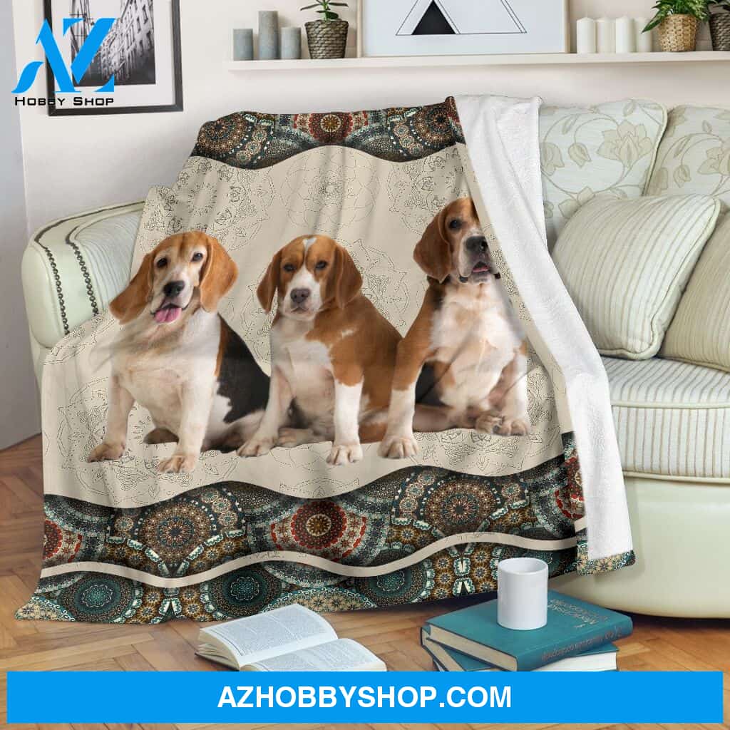 Beagle Boho Pattern Fleece Blanket