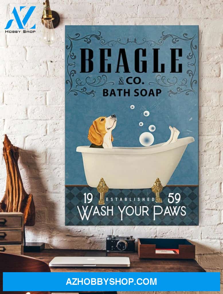 Beagle Co Bath Soap Canvas And Poster, Wall Decor Visual Art