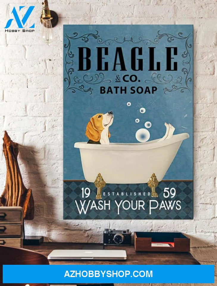 Beagle Co Bath Soap Canvas And Poster, Wall Decor Visual Art