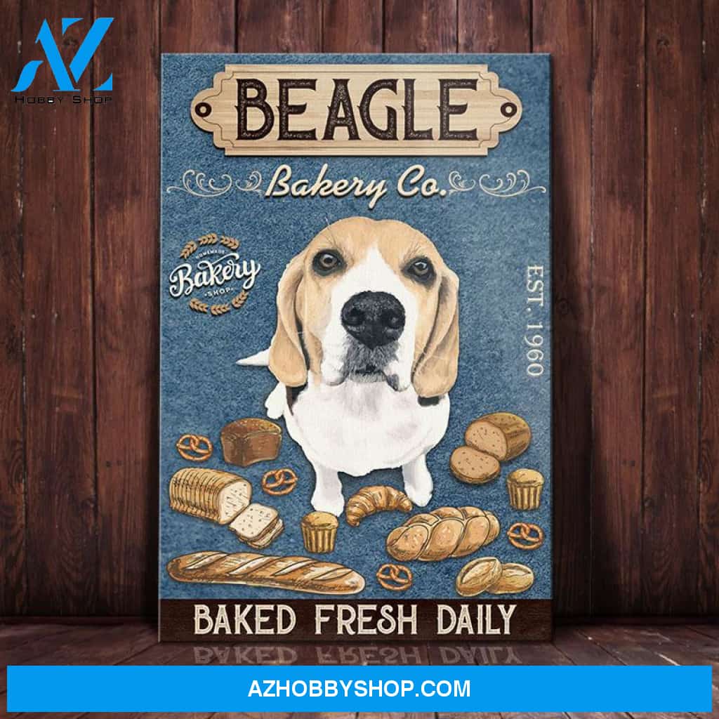 Beagle Dog Bakery Company Canvas Wall Art, Wall Decor Visual Art
