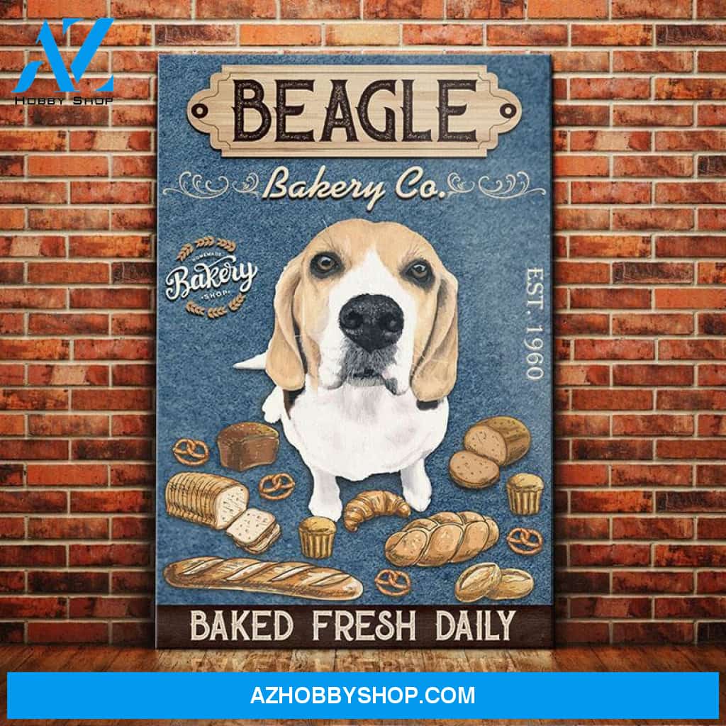 Beagle Dog Bakery Company Canvas Wall Art, Wall Decor Visual Art
