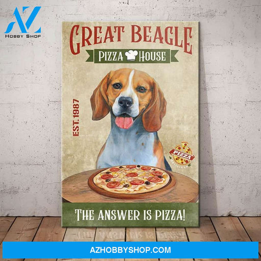 Beagle Dog Pizza House Canvas Wall Art, Wall Decor Visual Art