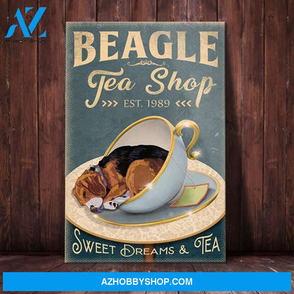 Beagle Dog Tea Shop Canvas Wall Art, Wall Decor Visual Art