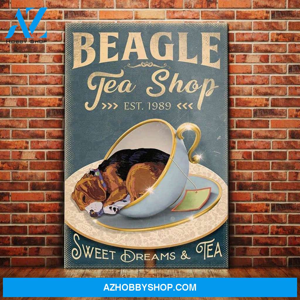 Beagle Dog Tea Shop Canvas Wall Art, Wall Decor Visual Art
