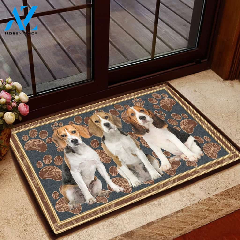 Beagle Flower Paw - Dog Doormat - Welcome Mat - Home Decor