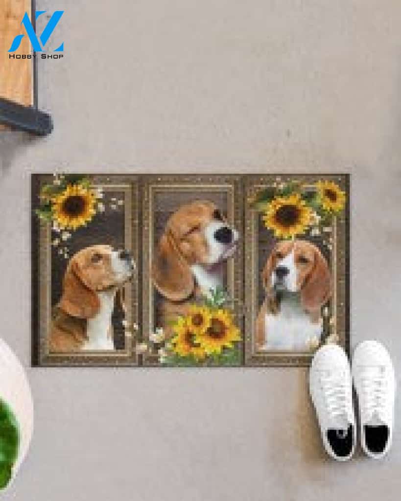 Beagle Lovely Sunflowers Gift For You Doormat