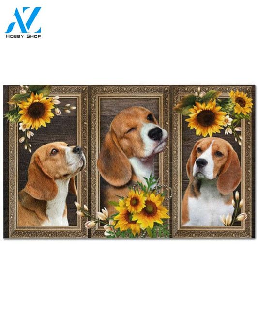 Beagle Lovely sunflowers gift for you Doormat | Welcome Mat | House Warming Gift