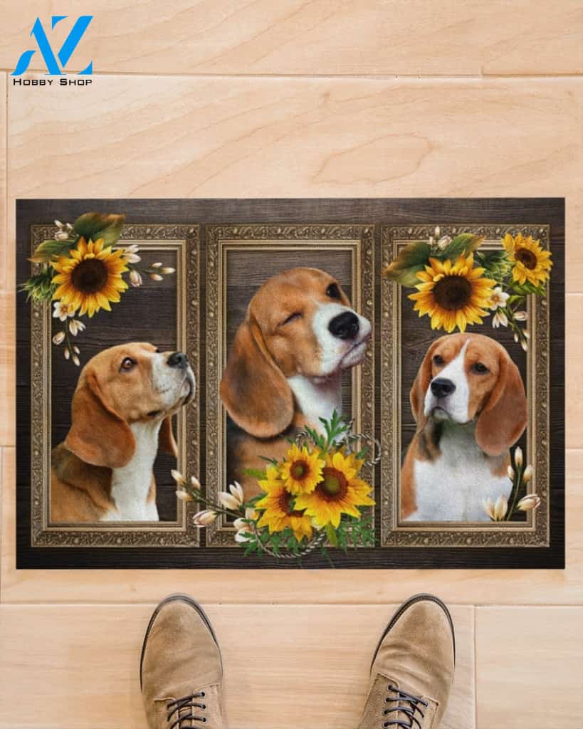 Beagle Lovely Sunflowers Indoor And Outdoor Doormat Gift For Dog Lovers Birthday Gift Decor Warm House Gift Welcome Mat
