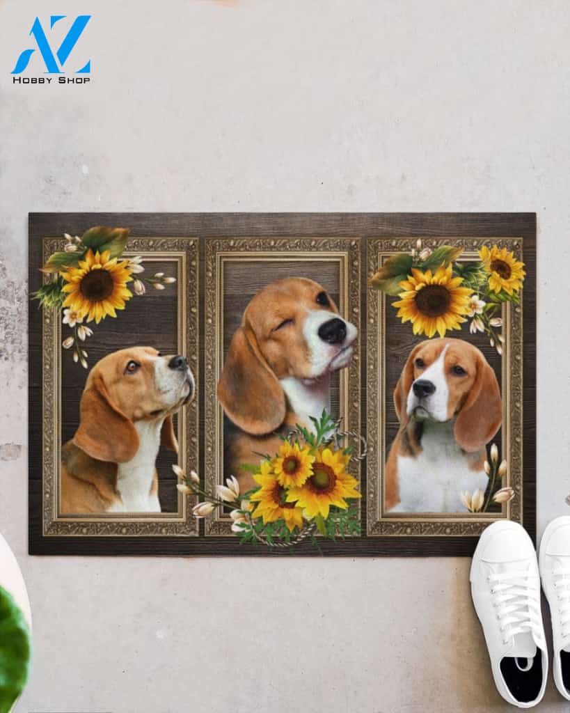 Beagle Lovely Sunflowers Indoor And Outdoor Doormat Gift For Dog Lovers Birthday Gift Decor Warm House Gift Welcome Mat