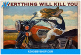 Beagle Motorcycle Everything Will Kill You So Choose Something Fun Landscape Canvas And Poster, Wall Decor Visual Art
