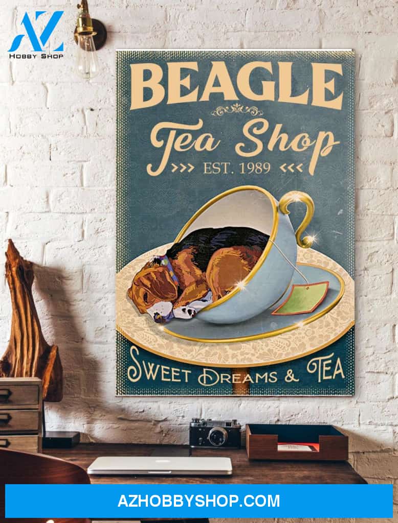 Beagle Tea Shop Canvas And Poster, Wall Decor Visual Art