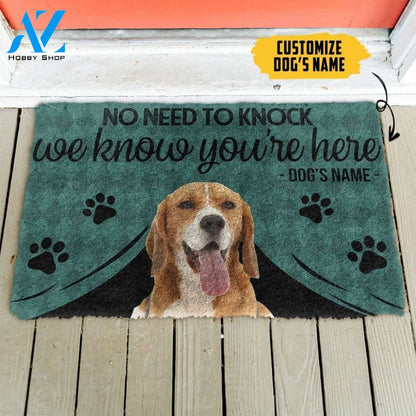 Gearhumans Gearhuman 3D Beagle We Know Youre Here Custom Name Doormat