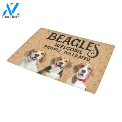 Beagle Welcome People Tolerated Printed Doormat Home Decor