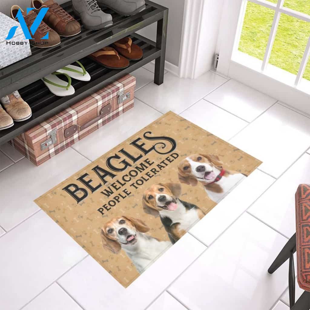 Beagle Welcome People Tolerated Printed Doormat Home Decor