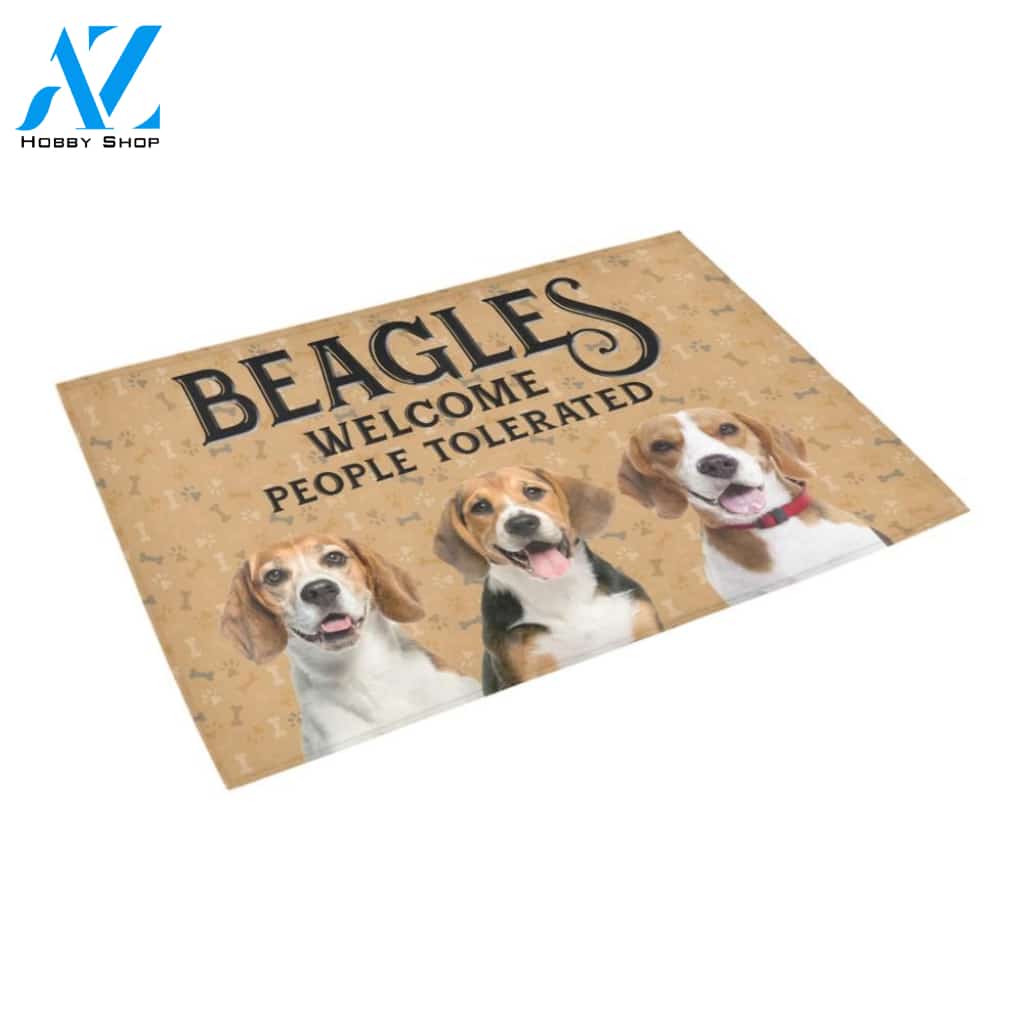 Beagle Welcome People Tolerated Printed Doormat Home Decor
