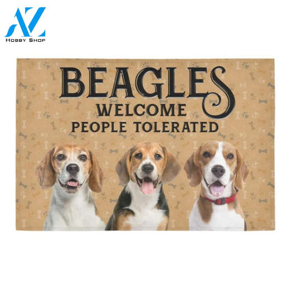 Beagle Welcome People Tolerated Printed Doormat Home Decor