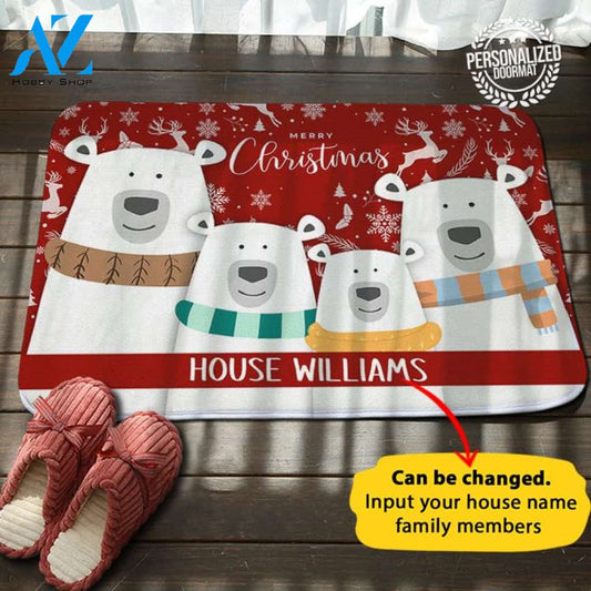 Bear Christmas Personalized House Name Doormat
