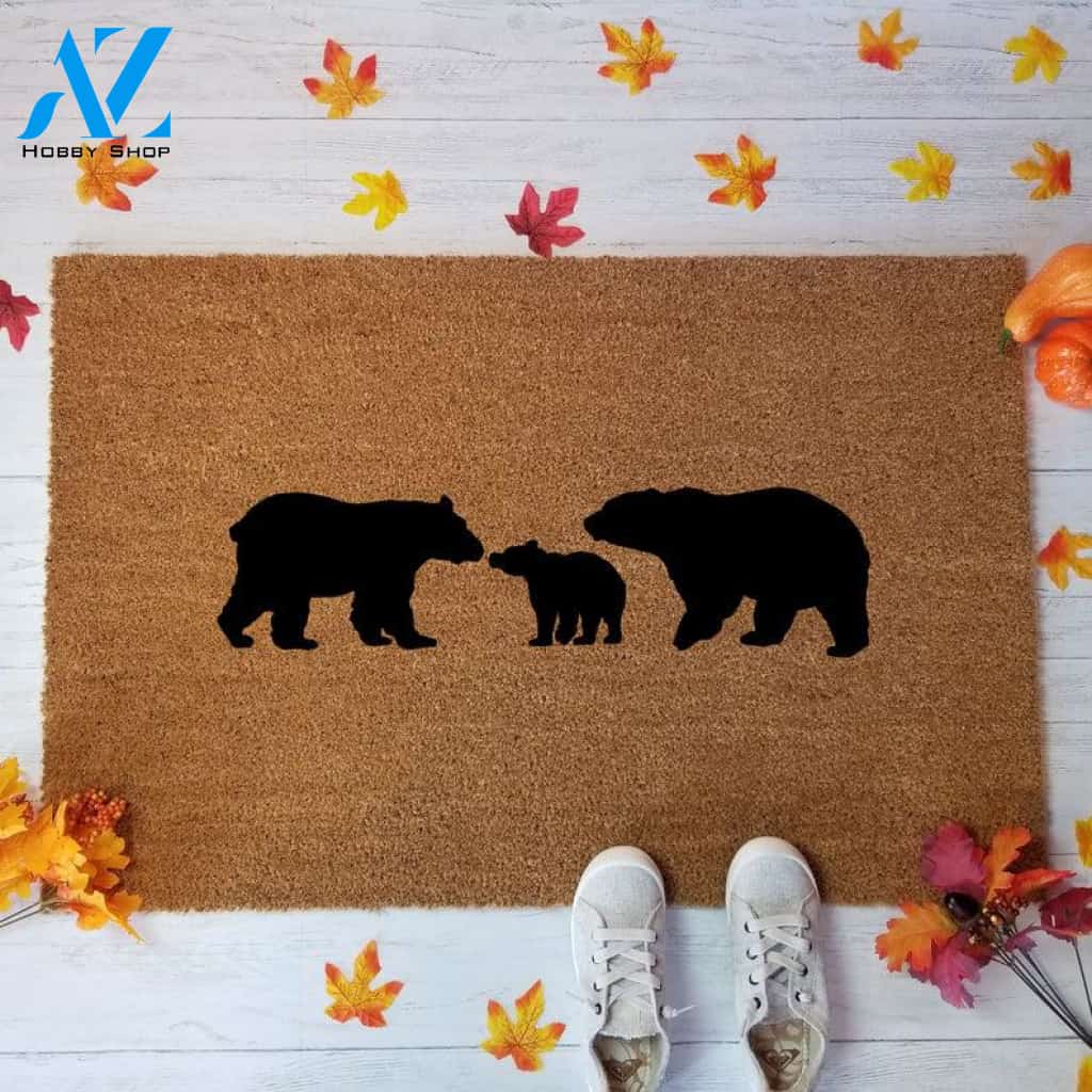 Bear Family Door Mat | Door Mats | Welcome Mat | Custom Doormat | Bears Doormat | Outdoors Mats | Housewarming Gifts | Gifts Ideas