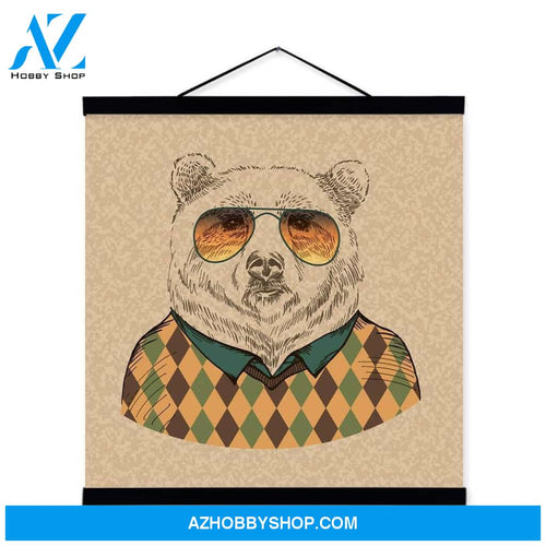 Bear Gentleman Animal Portrait Hippie Abstract A4 Wooden Print Picture Poster Bedroom Home Full Hd Personalized Customized Canvas Art Wall Art Wall Decor