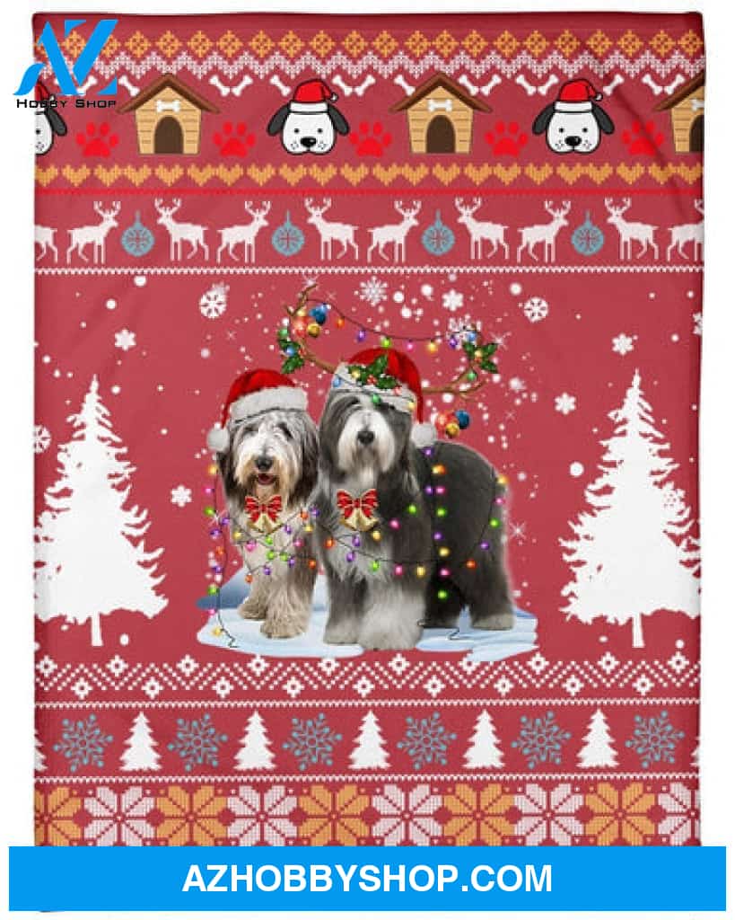 Bearded Collie Dog Snow Christmas Red Blanket Gift For Dog Lovers 