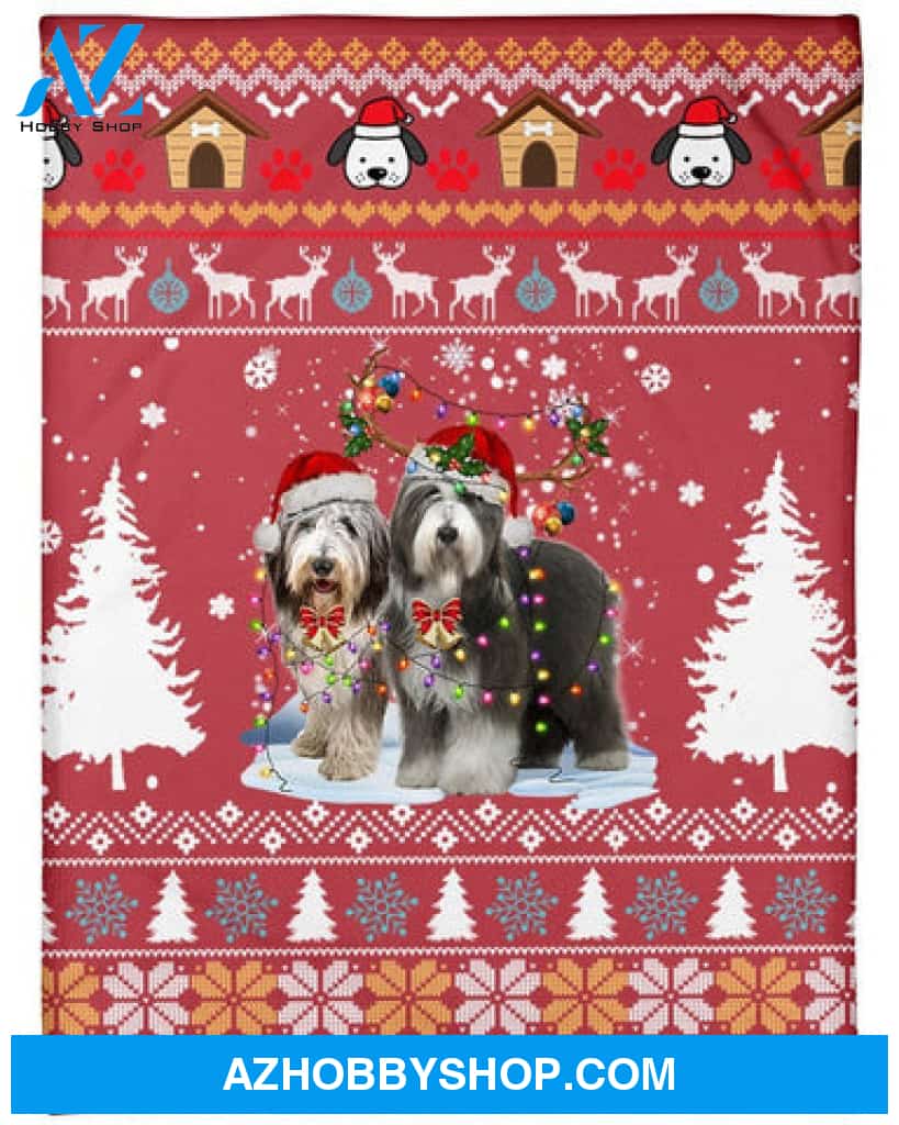 Bearded Collie Dog Snow Christmas Red Blanket Gift For Dog Lovers 