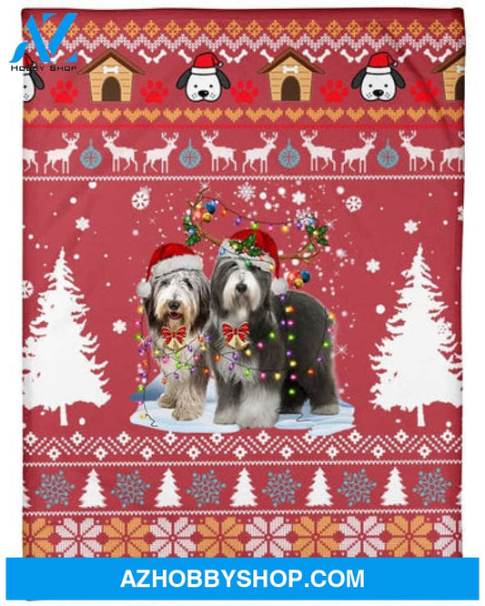 Bearded Collie Dog Snow Christmas Red Blanket Gift For Dog Lovers 
