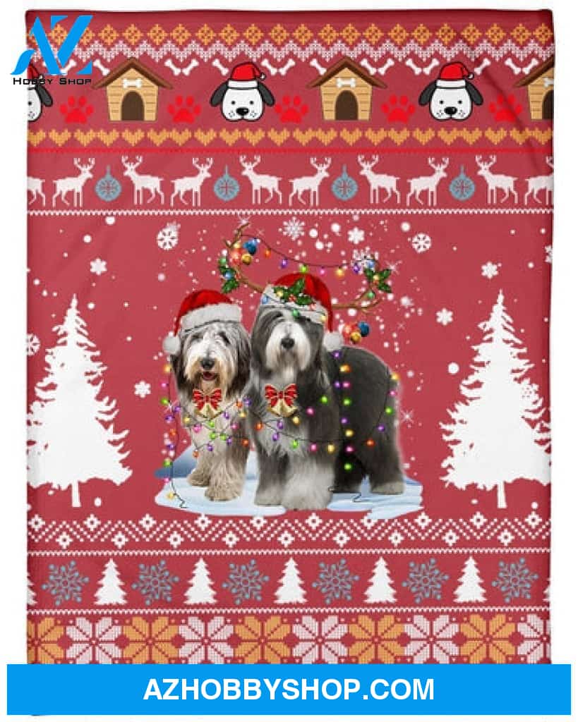 Bearded Collie Dog Snow Christmas Red Blanket Gift For Dog Lovers 