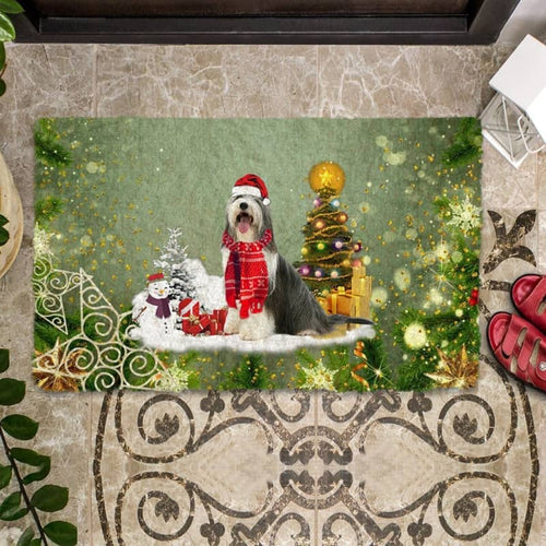 Bearded Collie Merry Christmas Doormat