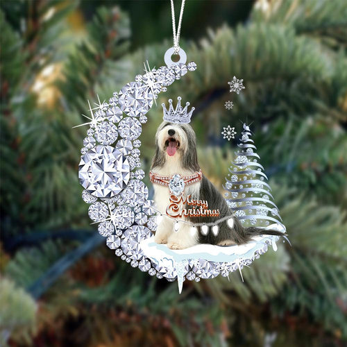 Bearded Collie Diamond Moon Merry Christmas Ornament Christmas Gift For Dog Lover