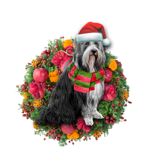 Godmerch- Ornament- Bearded Collie Christmas Ornament, Happy Christmas Ornament, Car Ornament