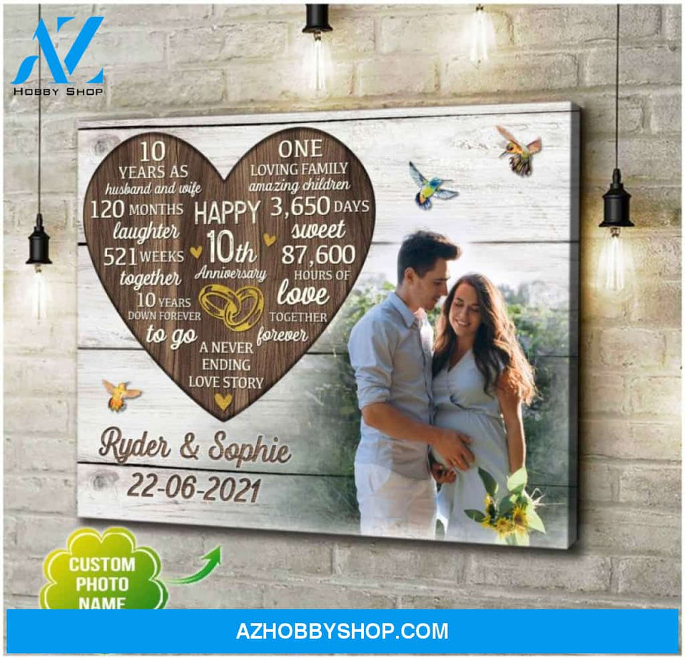 Beautiful 10th Wedding Anniversary Gifts For Couple Canvas Wall Art