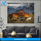 Personalized Canvas, Beautiful Barn View and Horses Live Like Someone Left The Gate Open Canvas And Poster, Wall Decor Visual Art