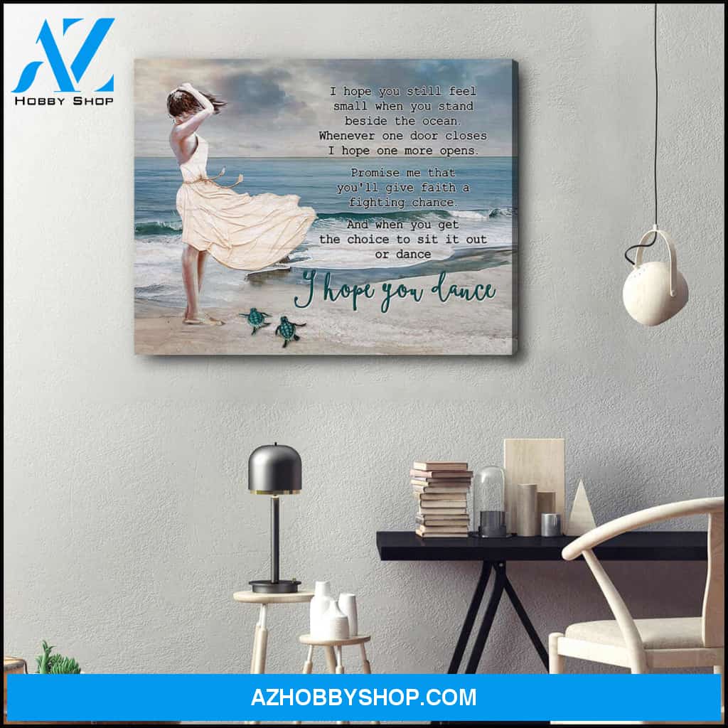 Beautiful Beach and Turtle Canvas I Hope You Dance Wall Art Decor