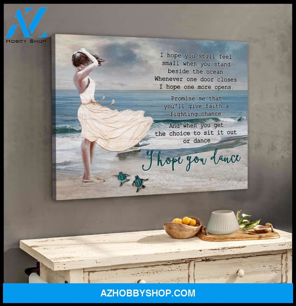 Beautiful Beach and Turtle Canvas I Hope You Dance Wall Art Decor