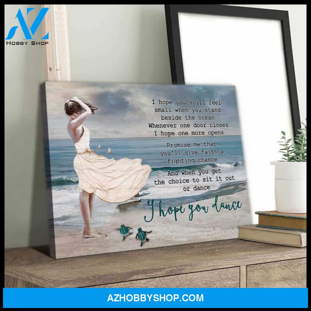Beautiful Beach and Turtle Canvas I Hope You Dance Wall Art Decor