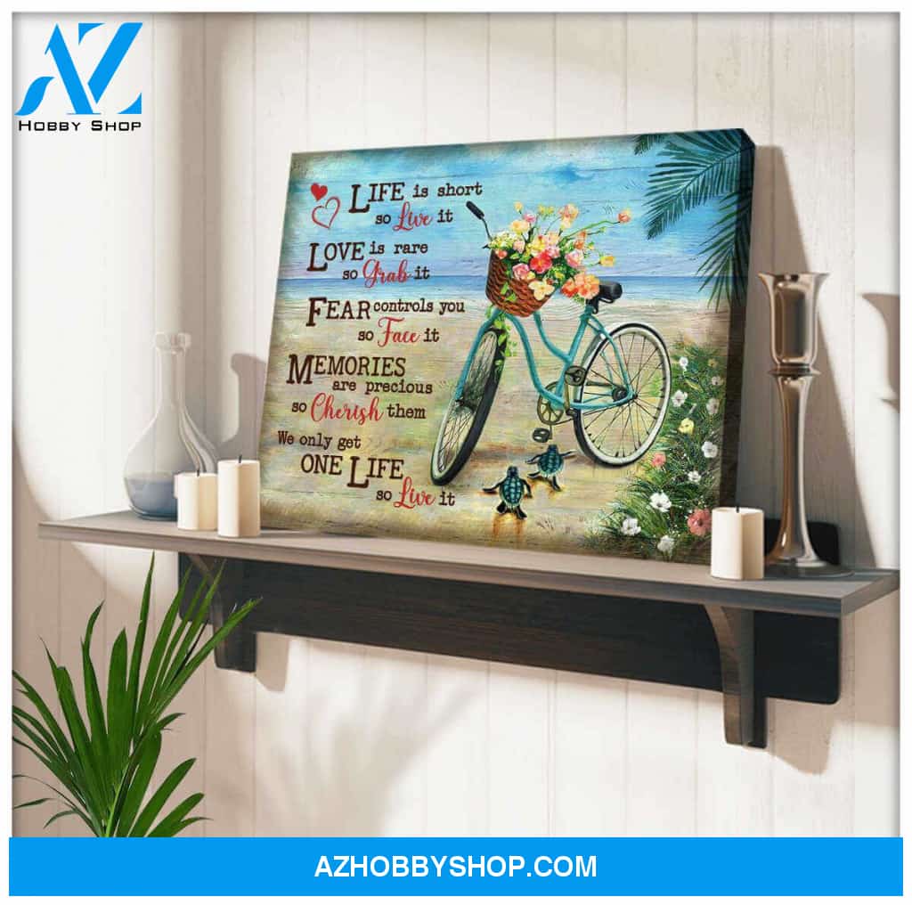 Beautiful Beach and Turtle Canvas Live It Wall Art Decor