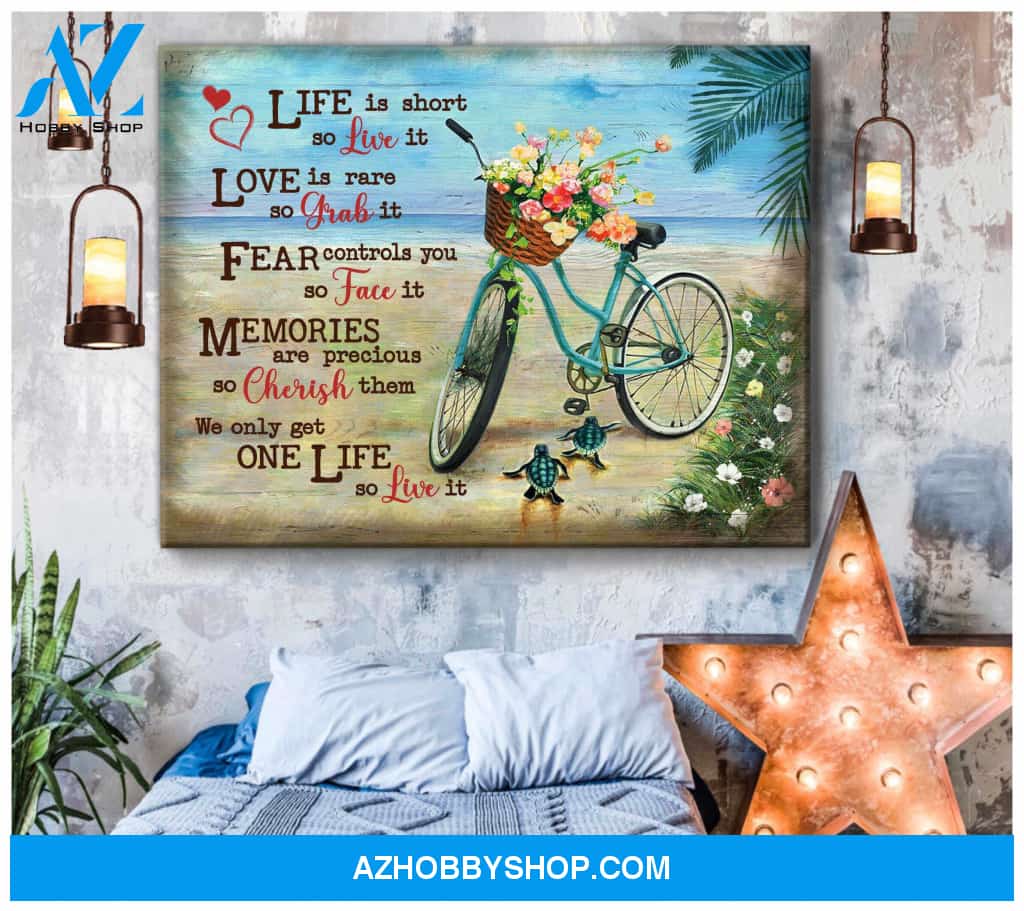 Beautiful Beach and Turtle Canvas Live It Wall Art Decor