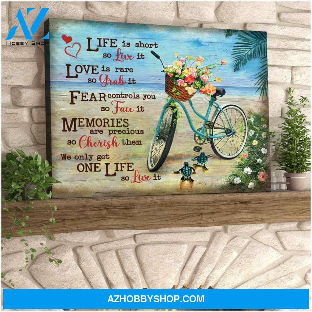 Beautiful Beach and Turtle Canvas Live It Wall Art Decor
