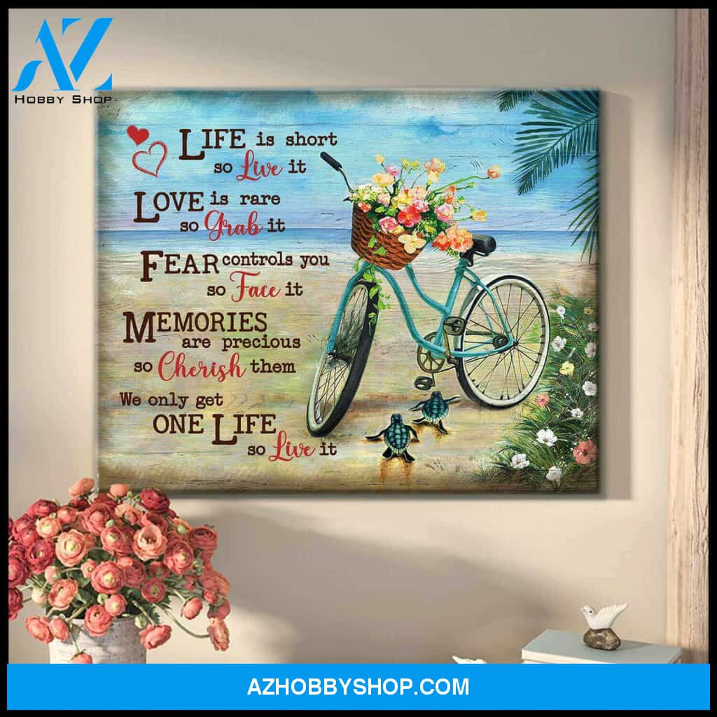 Beautiful Beach and Turtle Canvas Live It Wall Art Decor