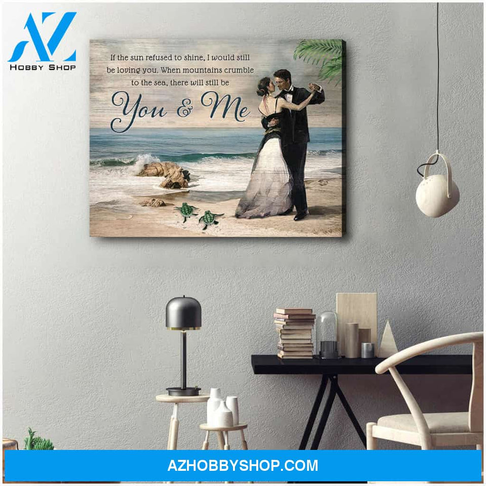Beautiful Beach and Turtle Canvas You and Me Romantic Couple Wall Art Decor
