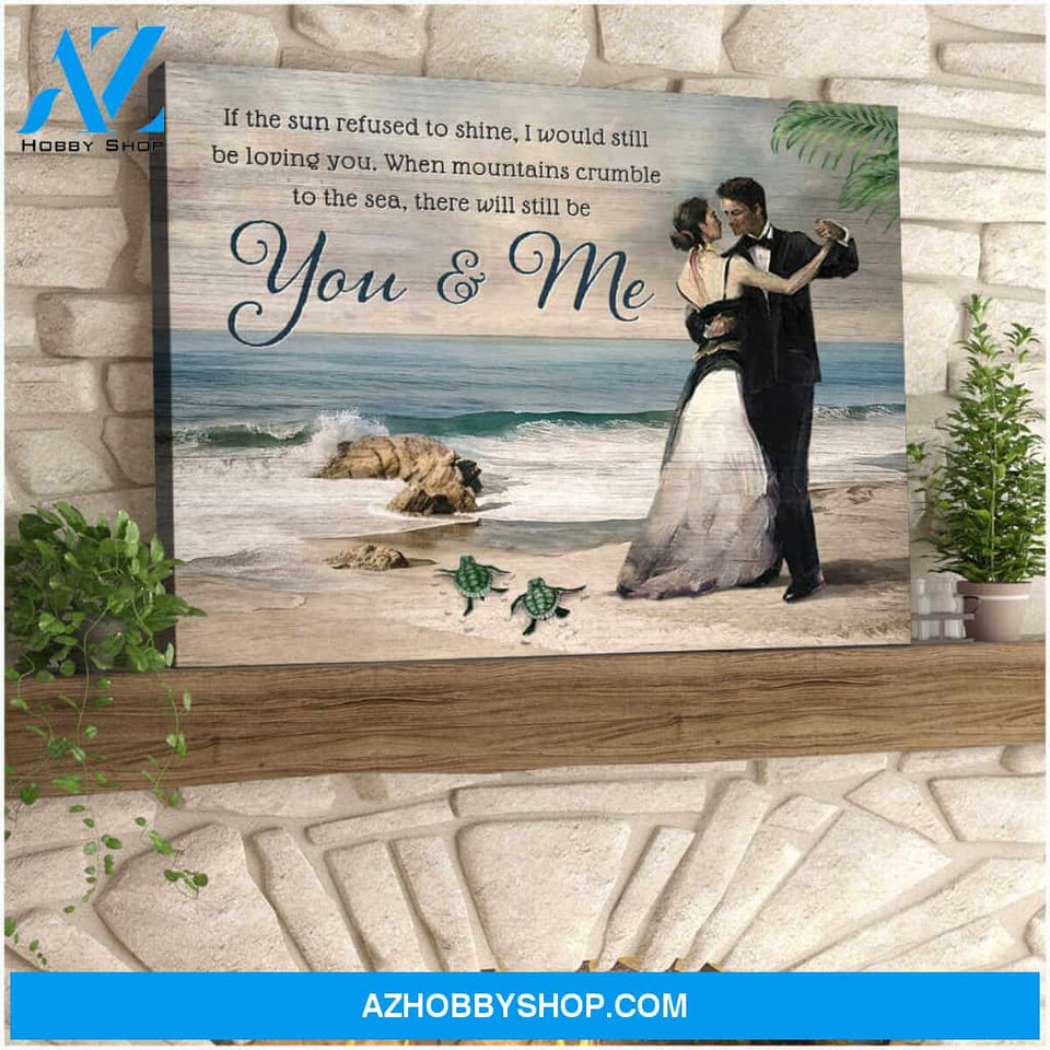 Beautiful Beach and Turtle Canvas You and Me Romantic Couple Wall Art Decor