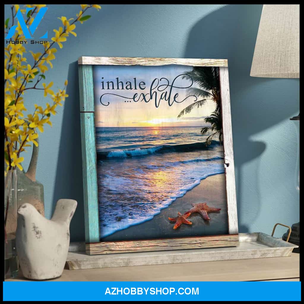 Beautiful Beach, Inhale Exhale Starfish Canvas Wall Art