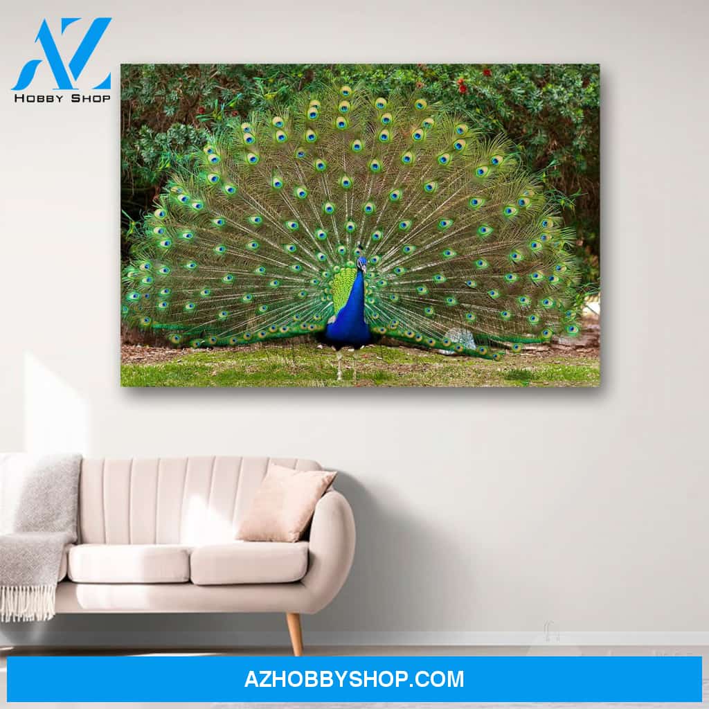 Beautiful Blue Green Peacock Canvas Print Wall Art - Matte Canvas