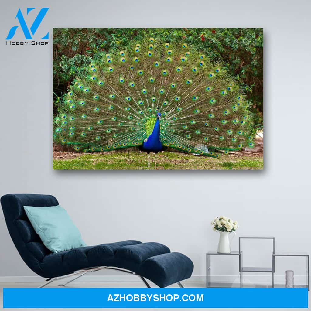 Beautiful Blue Green Peacock Canvas Print Wall Art - Matte Canvas