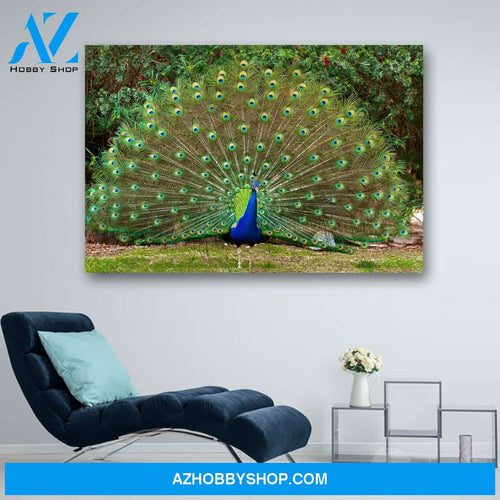 Beautiful Blue Green Peacock Canvas Print Wall Art - Matte Canvas