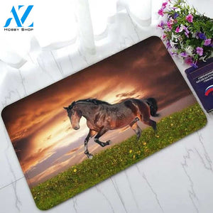 Beautiful Brown Horse Running Gallop Art Doormat Indoor and Outdoor Mat Entrance Rug Sweet Home Decor Housewarming Gift Gift for Horse Lovers Wildlife Animals Lovers