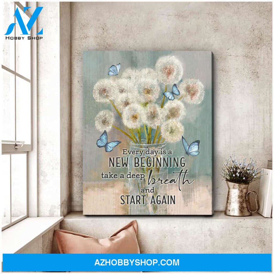 Beautiful Butterfly and Dandelion Canvas Every Day Is A New Beginning Couple Wall Art Decor